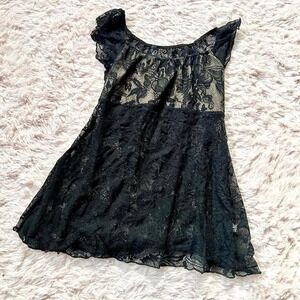 Sheer Lace Whimsygoth Babydoll Dark Fairy Top Women's M Witchy Academia Ethereal